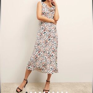 M.M.LAFLEUR The Priya Dress Pebble Crepe Sz M Leopard Animal Print Sketch Lined